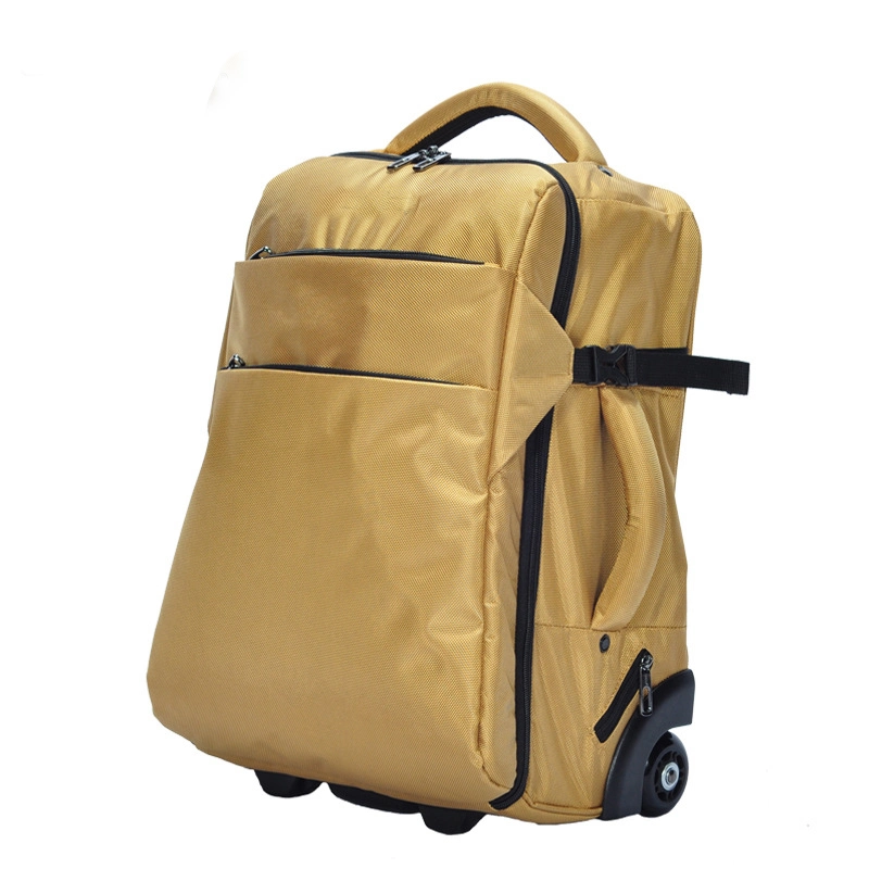 Water Resistant Carry-on Trolley Luggage Business Backpack with 2 Wheels and Laptop Holder